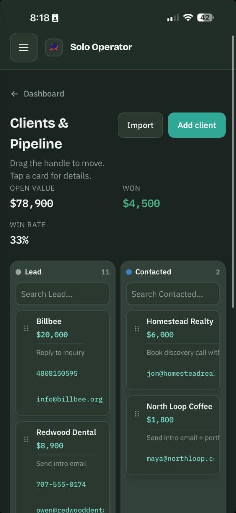 Solo Operator pipeline